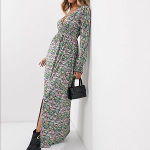 NWOT floral maxi dress with v neck
